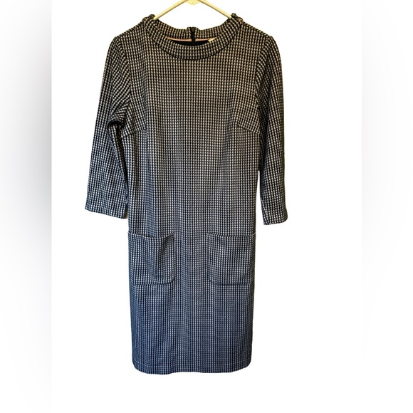 Boden Dresses & Skirts - 🌍Boden Opal Green Houndstooth Print Lined Jacquard Dress Size 8R Front Pockets